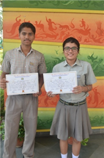 Saiyam Bhatnagar and Simran Singh. First in Inter School Frank Anthony Memorial English Debate